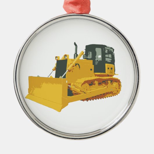 Big Construction Bulldozer op Tracks Metalen Ornament (Voorkant)