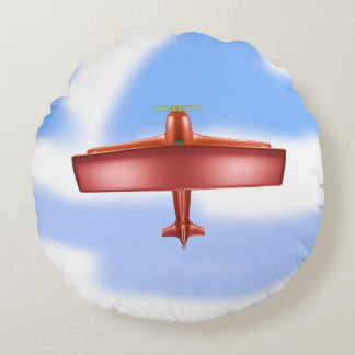 Big Cool Avontuurlijk Vliegend Rood Vliegtuig Rond Kussen