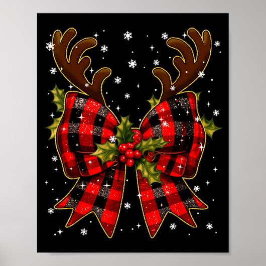 Big Coquette Plaid Reindeer Christmas Xmas Women G Poster (Voorkant)