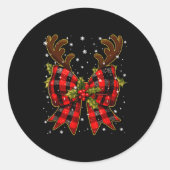 Big Coquette Plaid Reindeer Christmas Xmas Women G Ronde Sticker (Voorkant)