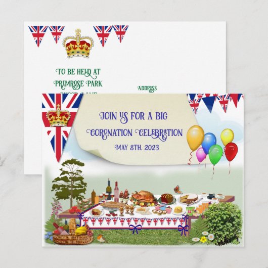 Big Coronation Celebration Lunch Uitnodiging (Voorkant / Achterkant)