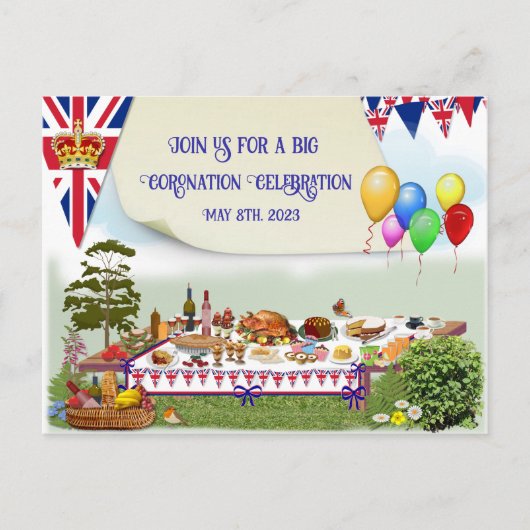 Big Coronation Celebration Lunch Uitnodiging Briefkaart (Voorkant)