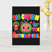 Big Cousin Of The Birthday Girl Melon Family Match Kaart (Gele Bloem)