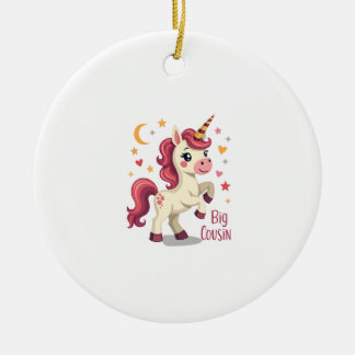 Big Cousin Unicorn Vintage Cute Kids Typography De Keramisch Ornament