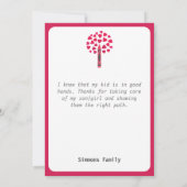 Big crayon boom/leraar waardering bedankkaart (Achterkant)