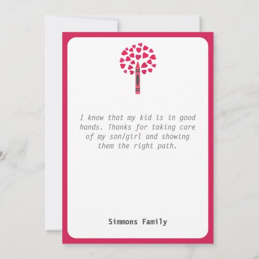 Big crayon boom/leraar waardering bedankkaart (Achterkant)