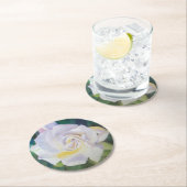 Big Creamy White Gardenia Ronde Kartonnen Onderzetter (Insitu)