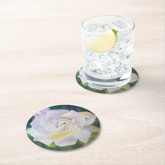 Big Creamy White Gardenia Ronde Kartonnen Onderzetter (Insitu)