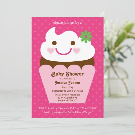 Big Cupcake Baby shower Uitnodiging (Staand voorkant)