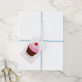 Big Cupcake & Cherry Waterverf Party Favor Cadeaulabel (Met Touw)