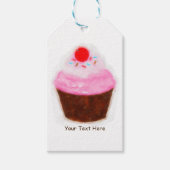 Big Cupcake & Cherry Waterverf Party Favor Cadeaulabel (Voorkant)