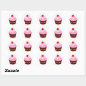 Big Cupcake & Cherry Waterverf Party Favor Ronde Sticker (Vel)