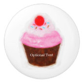 Big Cupcake en Cherry Cute Waterverf - Aangepast Keramische Knop (Voorkant)