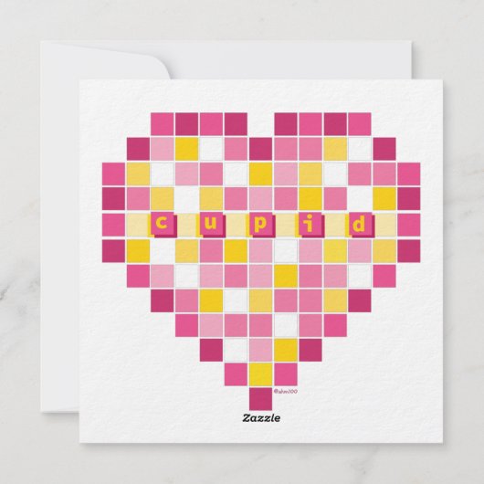 Big Cupid Pixel Heart Feestdagenkaart (Achterkant)