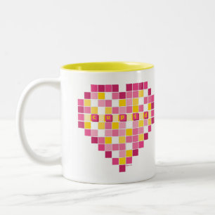 Big Cupid Pixel Heart Tweekleurige Koffiemok