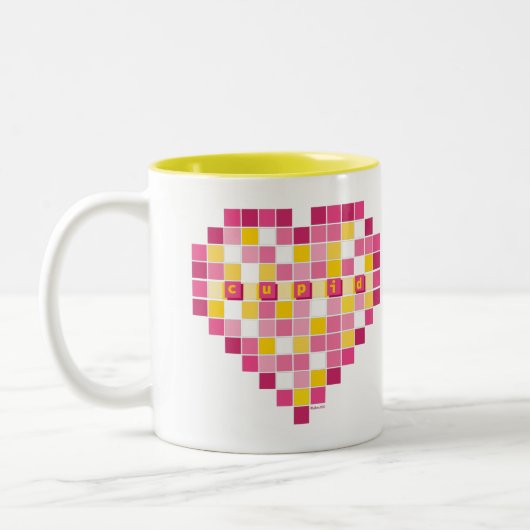 Big Cupid Pixel Heart Tweekleurige Koffiemok (Links)