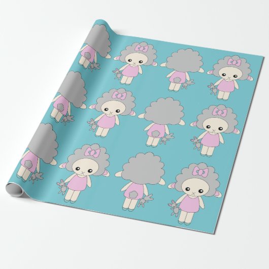 Big Cute Sheep Doll Cadeaupapier (Uitgerold)