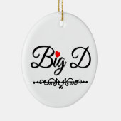 Big D met Red Heart Keramisch Ornament (Rechts)