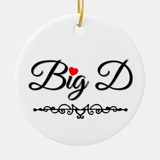 Big D met Red Heart Keramisch Ornament (Voorkant)