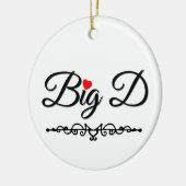 Big D met Red Heart Keramisch Ornament (Links)