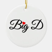 Big D met Red Heart Keramisch Ornament (Voorkant)