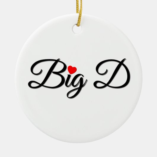 Big D met Red Heart Keramisch Ornament (Voorkant)