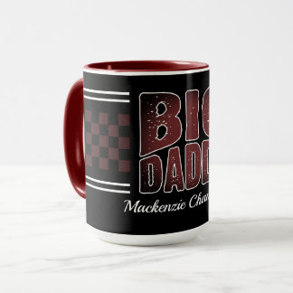 Big Daddy met bruine ruitjes en naam op zwart Mok