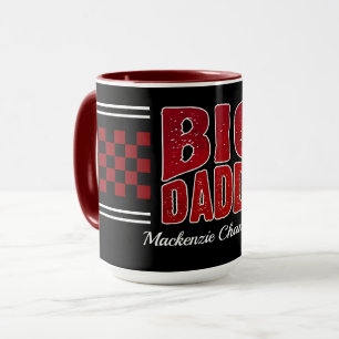 Big Daddy met donkerrode ruiten en naam op zwart Mok