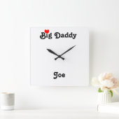 Big Daddy met Red Heart Square Wall Clock Vierkante Klok (Huis)