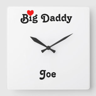 Big Daddy met Red Heart Square Wall Clock Vierkante Klok