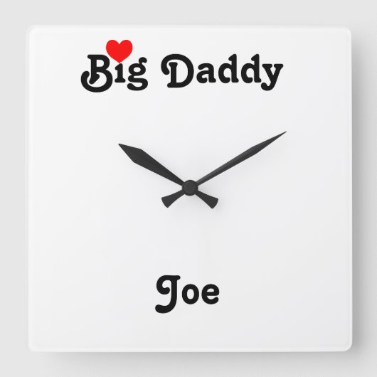 Big Daddy met Red Heart Square Wall Clock Vierkante Klok (Voorkant)