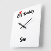 Big Daddy met Red Heart Square Wall Clock Vierkante Klok (Hoek)