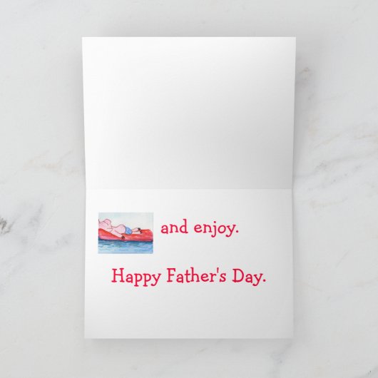 Big Daddy Pig drijvend op vlot op het strand Kaart (Binnen)