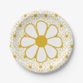Big Daisy Cute Floral Pattern Mustard and White Papieren Bordje (Voorkant)