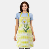Big Daisy op gele poka Dots Schort (Gedragen)