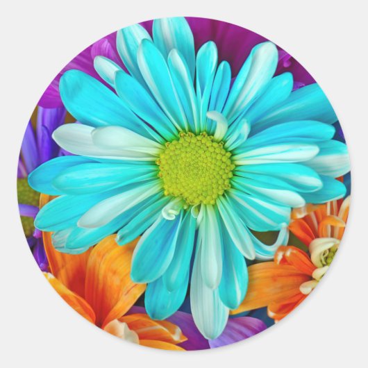 Big Daisy Pattern Ronde Sticker (Voorkant)