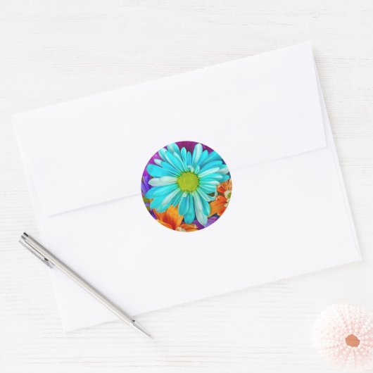 Big Daisy Pattern Ronde Sticker (Envelop)