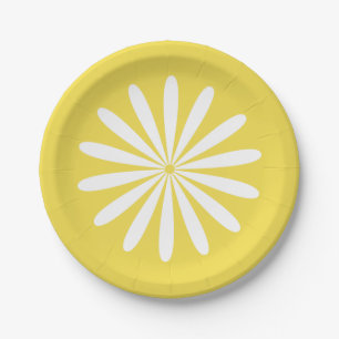 Big Daisy Retro Minimalist Flower Yellow Papieren Bordje