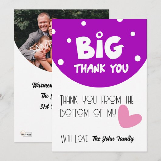 BIG Dank u Wenskaart met Semi Circle Feestdagenkaart (Voorkant / Achterkant)