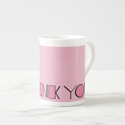Big Dankjewel roze Bone China Mok (Voorkant rechts)