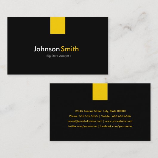 Big Data Analyst - Modern Amber Yellow Visitekaartje (Voorkant / Achterkant)