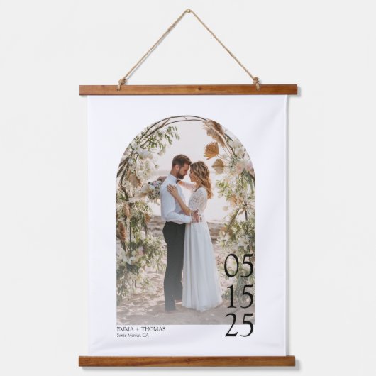Big Date Custom Photo Print Wedding Hangend Wandkleed (Voorkant)
