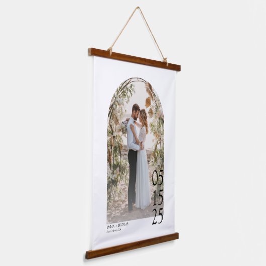 Big Date Custom Photo Print Wedding Hangend Wandkleed (Gebogen)