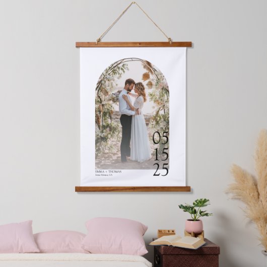 Big Date Custom Photo Print Wedding Hangend Wandkleed (Slaapkamer)