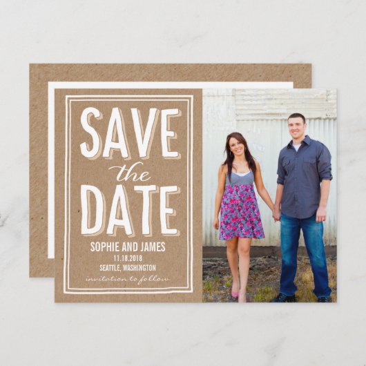 Big Day Save the Date Briefkaart (Voorkant / Achterkant)