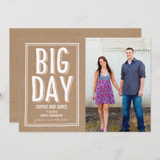 Big Day Save the Date Card (Voorkant / Achterkant)