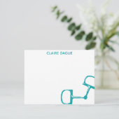 Big Dee Snaffle Bit Horse Note Card - Blauwgroen Bedankkaart (Staand voorkant)