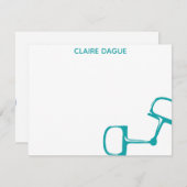 Big Dee Snaffle Bit Horse Note Card - Blauwgroen Bedankkaart (Voorkant / Achterkant)