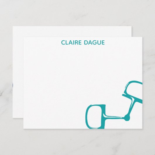 Big Dee Snaffle Bit Horse Note Card - Blauwgroen Bedankkaart (Voorkant / Achterkant)