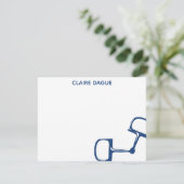 Big Dee Snaffle Bit Horse Notecard - Marine Bedankkaart (Staand voorkant)